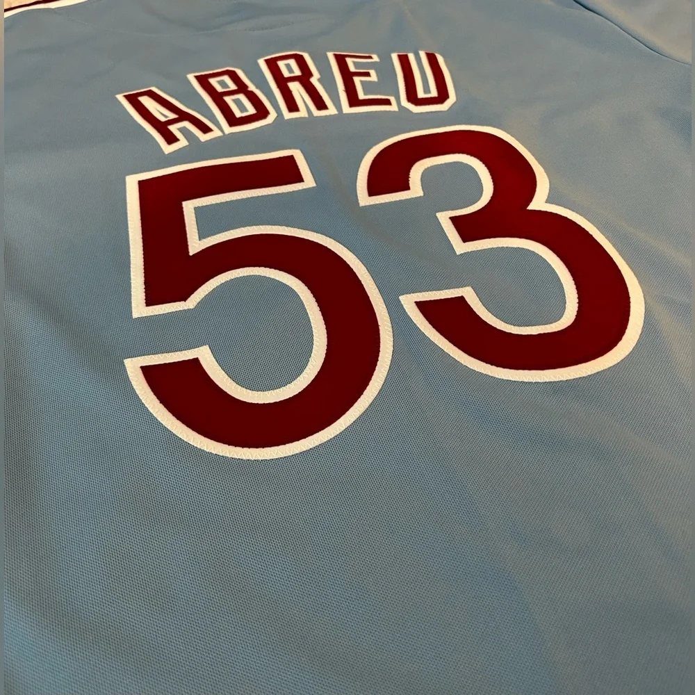 Majestic Authentic Philadelphia Phillies Venezuela Bob Abreu Jersey Men’s Sz: M - Picture 7 of 7